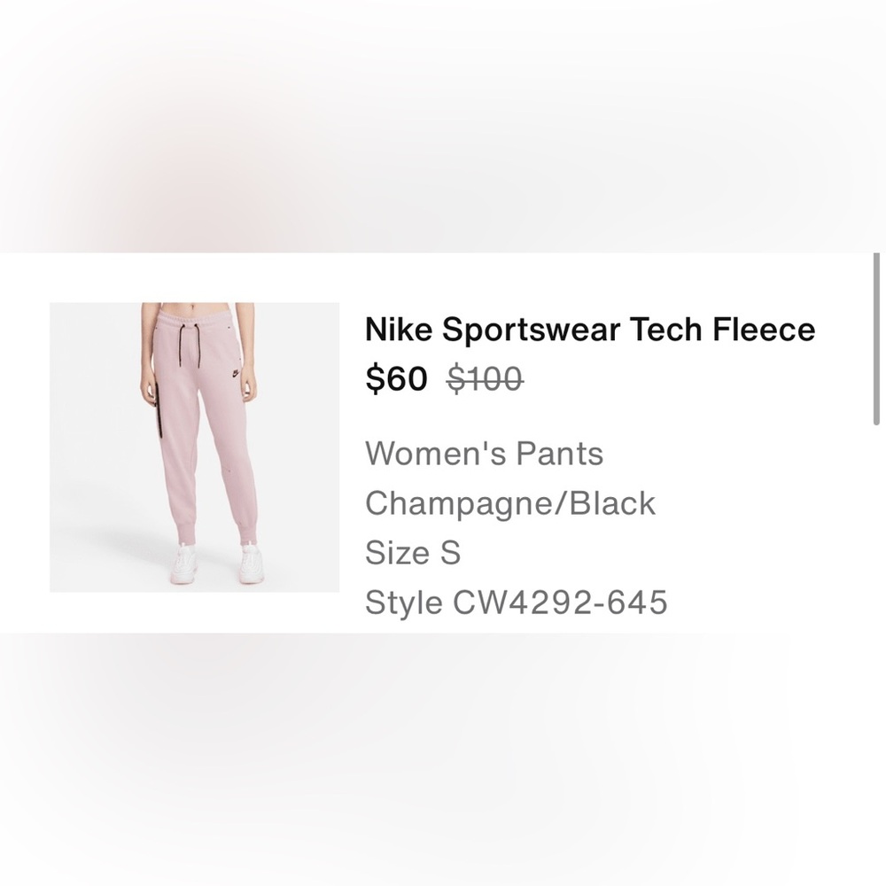 Women’s Nike Pink Tech Fleece Joggers Size Small - Picture 3 of 5